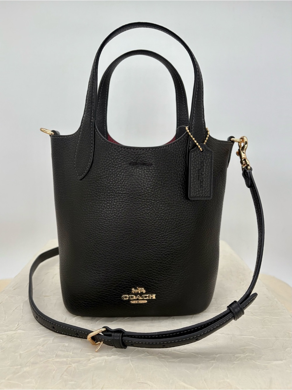 NWT Hanna Bucket Bag In Black Leather CR168